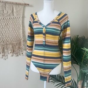 Out From Under Urban Outfitters Striped Long Sleeve Bodysuit – Size Small